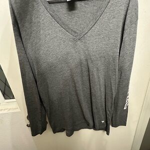 Gray Pink Victoria secret V-Neck Long Sleeve Shirt